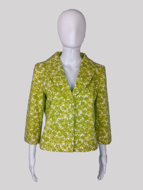 H&M Vintage Green/White Floral Blazer Women's Suit Jacket - Picture 1 of 8